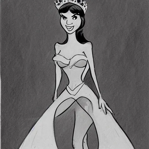 Prompt: milt kahl sketch of victoria justice with kim kardashian body as princess daisy