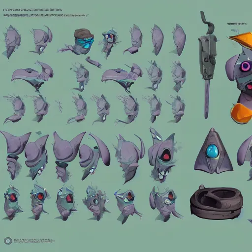 Image similar to character design sheets for a mantaray character who sells spray paint cans and has a sculpting gig on the side, designed by splatoon nintendo, inspired by tim shafer psychonauts 2 by double fine, cgi, professional design, gaming