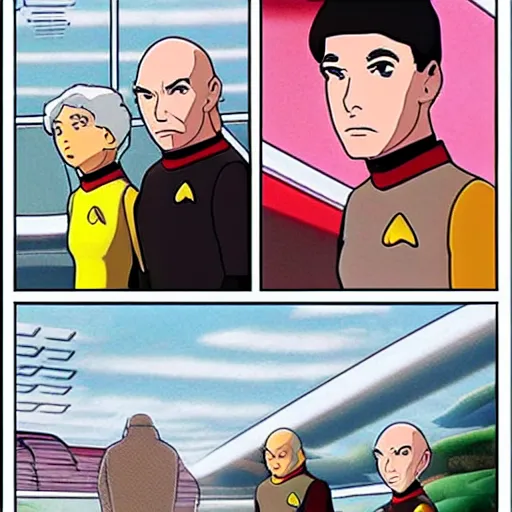 Image similar to captain picard in star trek : the next generation, studio ghibli