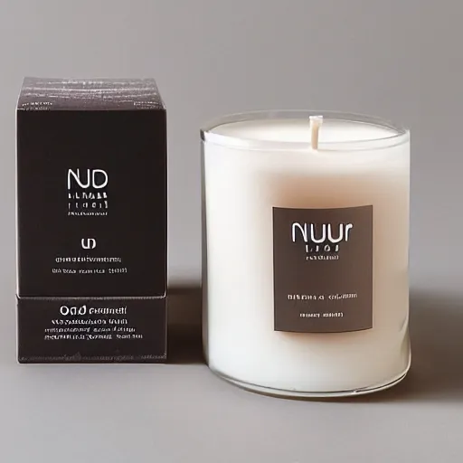 Prompt: nuhr home oud candle in the style of high quality marketing material from Apple or Google