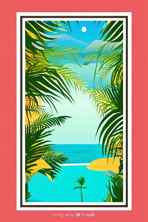 Image similar to minimalist boho style art of paradise, illustration, vector art