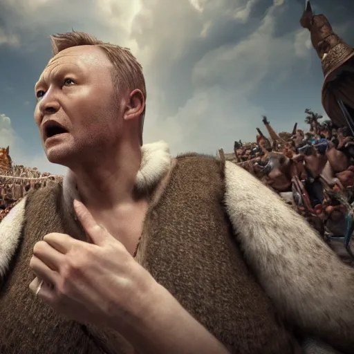 Image similar to limmy brian limond as julius caesar, realistic, sunny lighting, octane render, hyper realistic, high quality, highly detailed, hd, beautiful, cinematic, 8 k, unreal engine, facial accuracy,