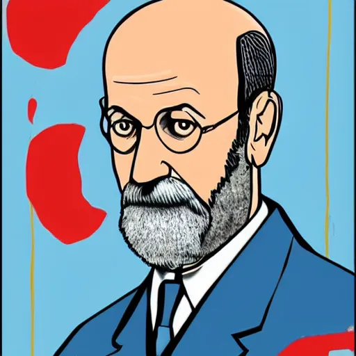 Image similar to sigmund freud portrait pop art