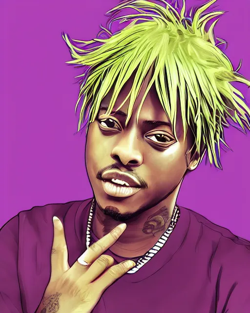 Image similar to juice wrld rapper rockstar legend highly detailed photo realistic anime digital art