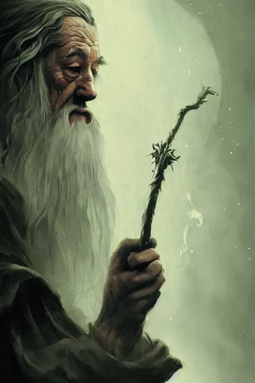 Image similar to gandalf the grey, sorcerer, lord of the rings, tattoo, decorated ornaments by carl spitzweg, ismail inceoglu, vdragan bibin, hans thoma, greg rutkowski, alexandros pyromallis, perfect face, fine details, realistic shaded