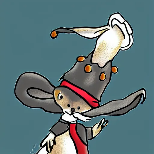 Image similar to a rabbit pulling a wizard out of a hat digital art