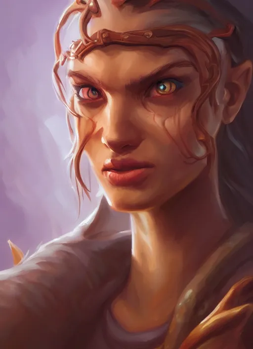 Image similar to beholder fantasy painting portrait, portrait, oil painting, artstation, unreal 5, hd, artgerm, dnd, rpg