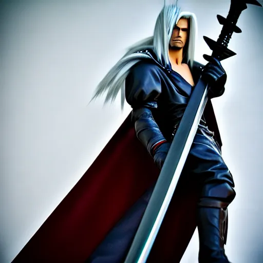 Image similar to mario as sephiroth, highly detailed, extremely high quality, hd, 4 k, 8 k, canon 3 0 0 mm, professional photographer, 4 0 mp, lifelike, top - rated, award winning, realistic, detailed lighting, detailed shadows, sharp, no blur, edited, corrected, trending
