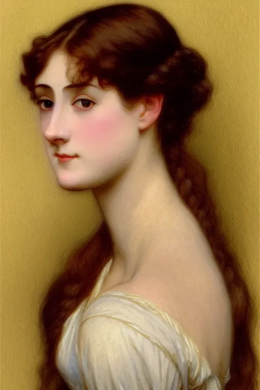 Prompt: jane austen brown hair, painting by rossetti bouguereau, detailed art, artstation