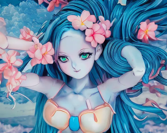 Image similar to James Jean isolated beach magical girl vinyl figure, figure photography, smooth sharp focus, tropical undertones, anime stylized, high detail, ethereal lighting - H 640