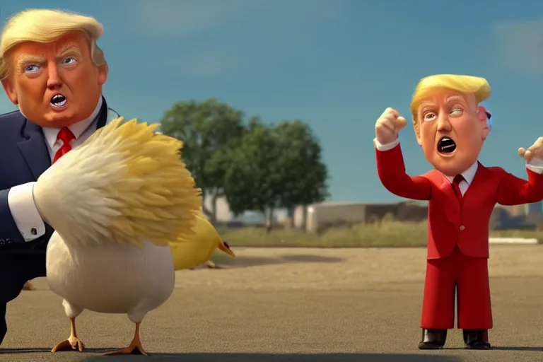 Image similar to still from a Pixar movie of Donald Trump as a Goose, high quality 3d render, movie, Pixar, Renderman, 4k, artstation