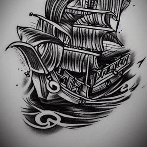 Traditional ship tattoo A5 print | Crematoria Clothing UK