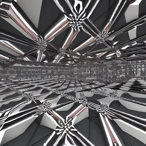 Image similar to fractal geometric pavilion architecture in style of parametric flow generative design, artstation, unreal engine.