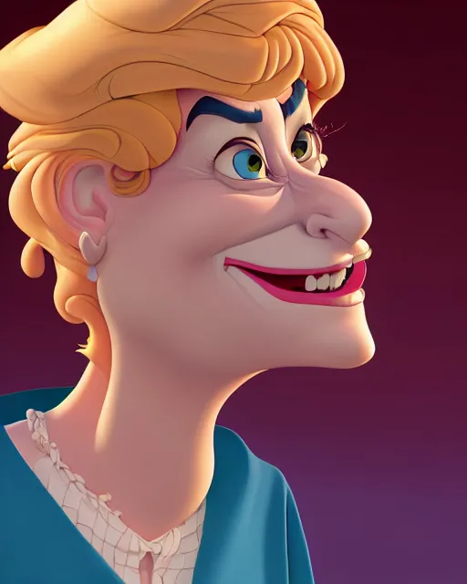 Prompt: pleasant adult woman character portrait, by don bluth, highly detailed, dynamic shadows, 4 k, splash art