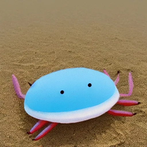 Image similar to A cute smiling crab on the beach, cute digital art by Quint Buchholz