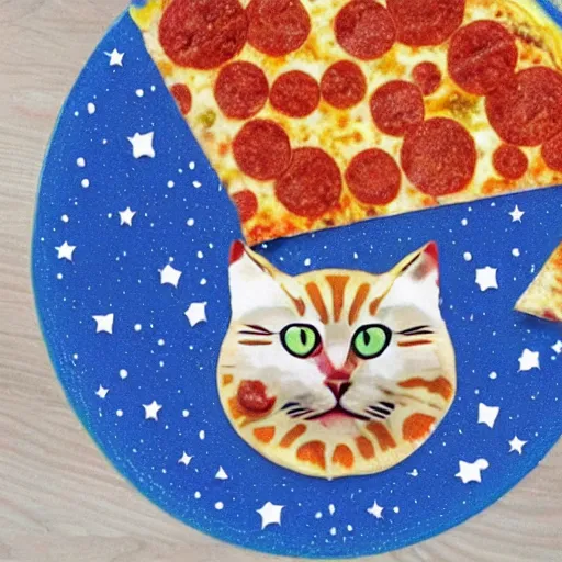 Image similar to space cats on pizza