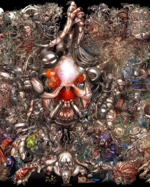 Image similar to anatomy of God by Yoshitaka Amano 4k hyper detailed trending on artstation