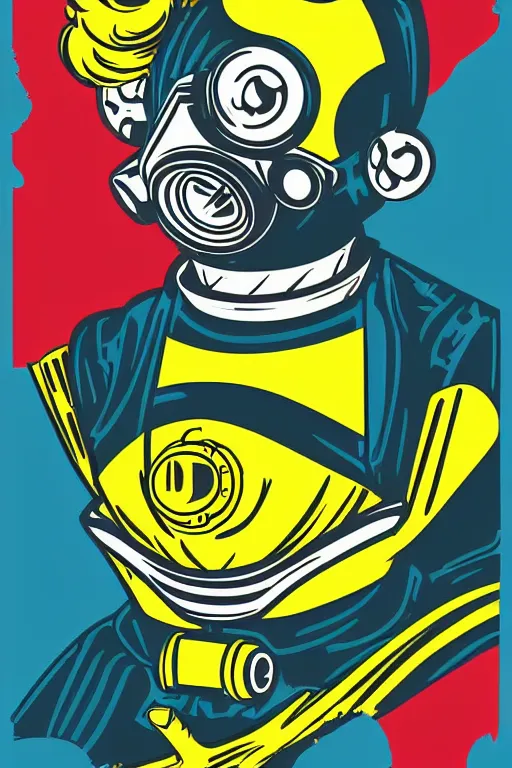 Image similar to fallout 7 6 retro futurist illustration art by butcher billy, sticker, colorful, illustration, highly detailed, simple, smooth and clean vector curves, no jagged lines, vector art, smooth andy warhol style