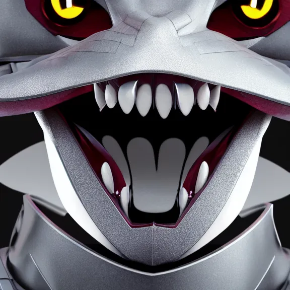 Image similar to close up mawshot of a cute elegant beautiful stunning anthropomorphic female robot dragon, with sleek silver metal armor, glowing OLED visor, facing the camera, the open maw being highly detailed and soft, with a gullet at the end, you looking into the maw, food pov, micro pov, vore, digital art, pov furry art, anthro art, furry, warframe art, high quality, 3D realistic, dragon mawshot, maw art, macro art, micro art, dragon art, Furaffinity, Deviantart, Eka's Portal, G6