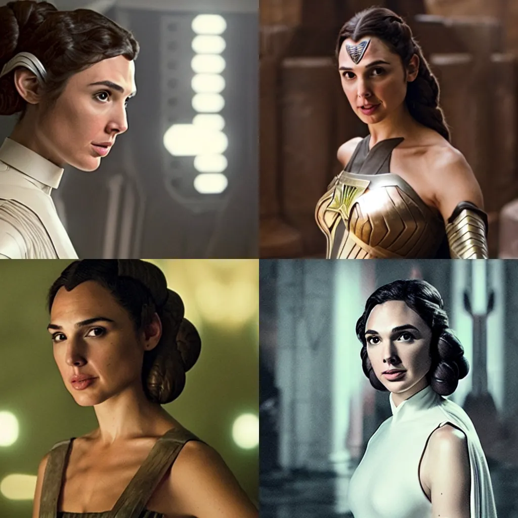 Prompt: photo of Gal Gadot as Princess Leia