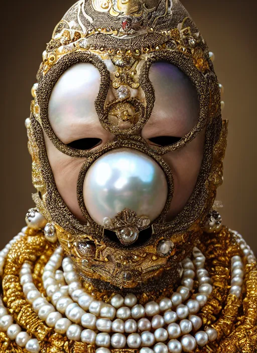 Prompt: hyperrealism, detailed textures, award winning autochrome photo, symetrical japanese pearl, old screaming voodoo pearl priest, autochrome pearl portrait, pearl silverplate, intricate, detailed facial pearl scary animal mask, pearl, golden jewelery, silverplate, ultra realistic, cinematic, intricate, cinematic light by steve mccurry, unreal engine 8 k