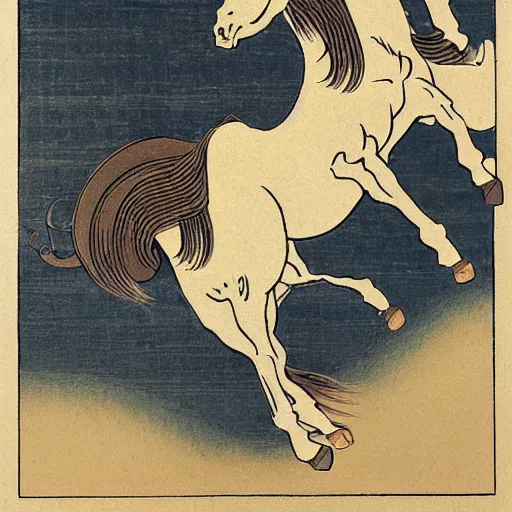 Prompt: horse by hokusai