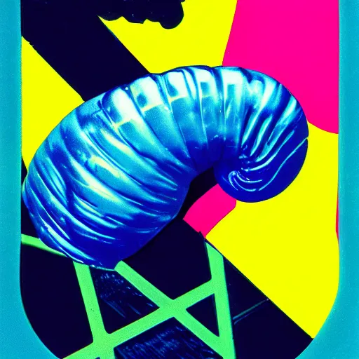 Image similar to vaporwave snail, 1980s