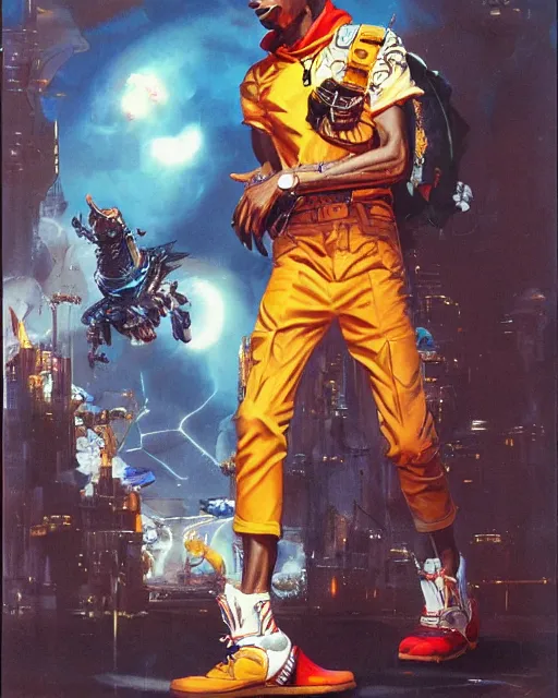 Image similar to Travis Scott by Peter Andrew Jones, hyper detailed