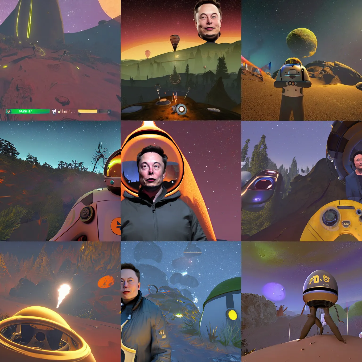 Prompt: elon musk in Outer Wilds