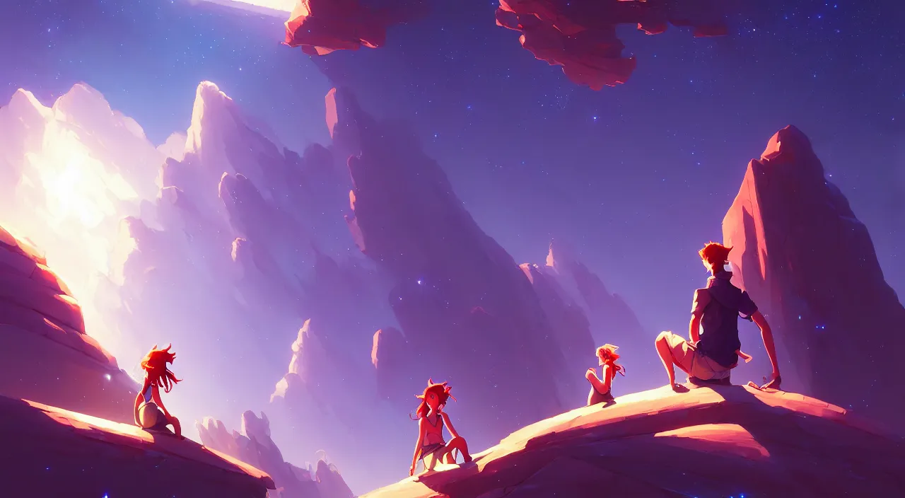 Image similar to beautiful stargazing in the city, in marble incrusted of legends heartstone official fanart behance hd by Jesper Ejsing, by RHADS, Makoto Shinkai and Lois van baarle, ilya kuvshinov, rossdraws global illumination