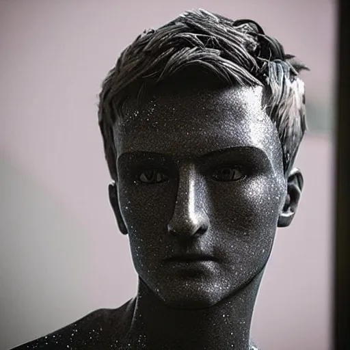 Prompt: “a realistic detailed photo of a guy who is an attractive humanoid who is half robot and half humanoid, who is a male android, twitch streamer Ninja Tyler Blevins, shiny skin, posing like a statue, blank stare”