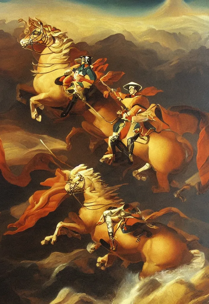 Image similar to Napoleon crossing Olympus Mons, oil painting