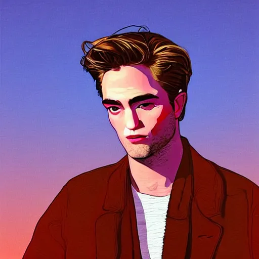 Image similar to “ robert pattinson retro minimalist portrait by jean giraud, moebius, sharp, smooth face, comic, 8 k ”