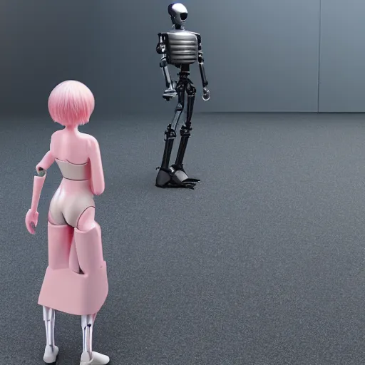 Prompt: 2B ultra realistic, 4k standing beside defeated robot