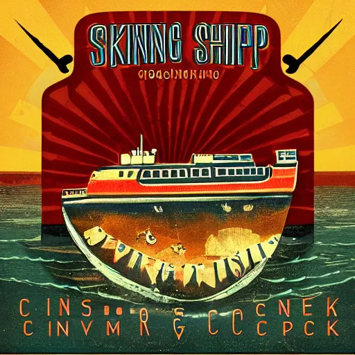 Prompt: sinking ship cinema clocks album cover