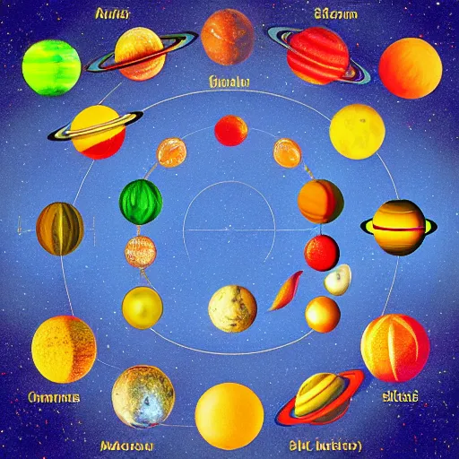 Image similar to solar system of fruit, photo, detailed, 4k