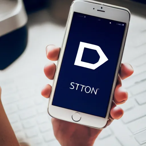 Prompt: ston.fi text logo, dex, defi, crypto