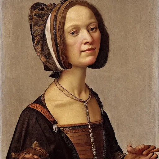 Image similar to portrait of a beautiful woman in a dress, oil painting in a renaissance style, detailed painting