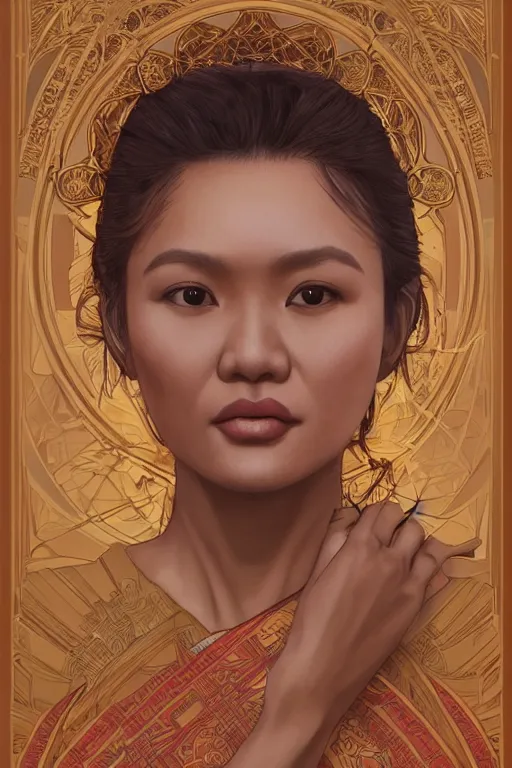 Prompt: portrait of an indonesian celebrity as an architect, highly detailed, digital painting, artstation, concept art, sharp focus, illustration, art by kittichai rueangchaichan and james gurney and alphonse mucha