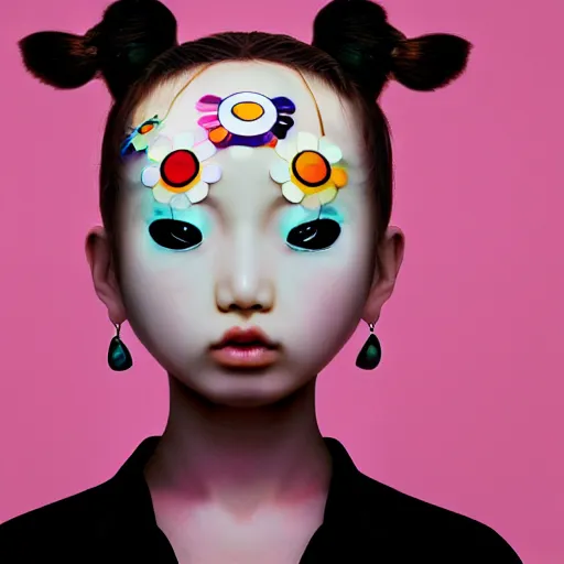 Image similar to a surreal portrait of a girl by takashi murakami, 4 k