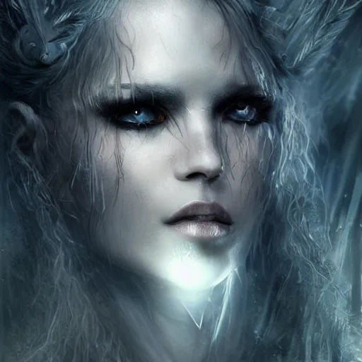 Image similar to kerli koiv viking hair, darkwave, darksynth character portrait, sharp, digital matte painting, art by luis royo, greg rutkowski, wlop, dramatic lighting, trending on artstation