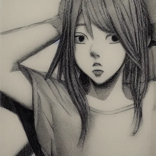 Image similar to young girl by hiroaki samura, detailed, manga, illustration