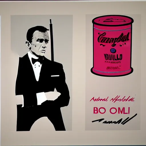 Prompt: james bond movie still by andy warhol,