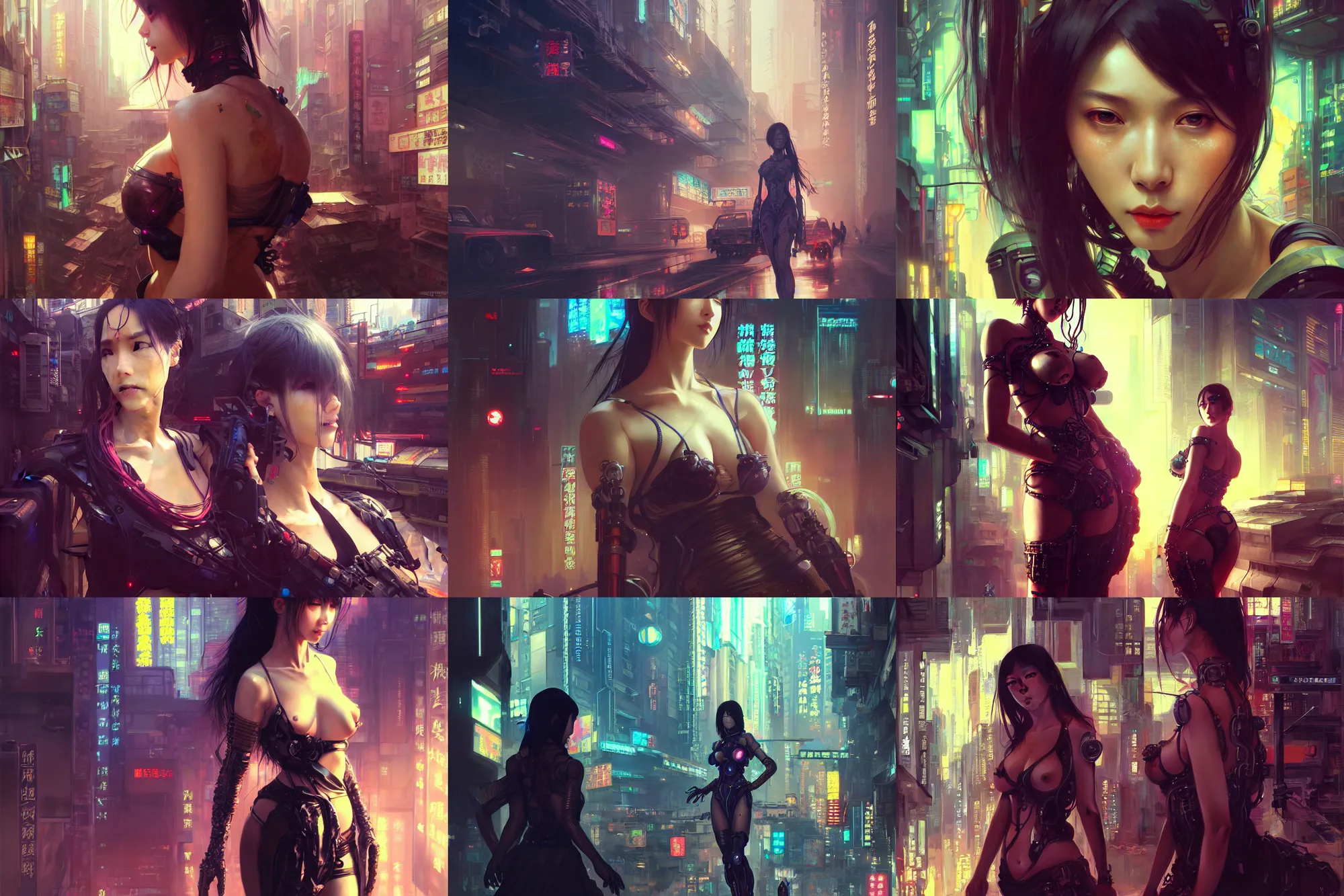 Prompt: ultra realistic beautiful cyberpunk kowloon techno art, beautiful alluring anime woman, sci - fi, fantasy, intricate, elegant, highly detailed, digital painting, artstation, concept art, smooth, sharp focus, illustration, art by wlop and artgerm and alphonse mucha and tian zi and krenz cushart and greg rutkowski