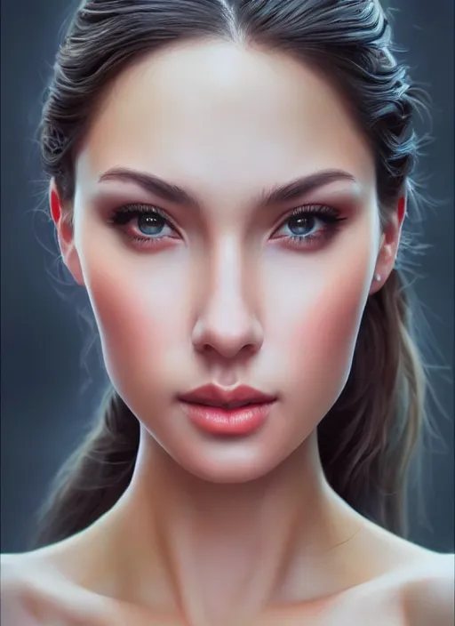 Image similar to photo of a gorgeous young woman in the style of stefan kostic, realistic, sharp focus, 8 k high definition, insanely detailed, intricate, elegant, art by stanley lau and artgerm