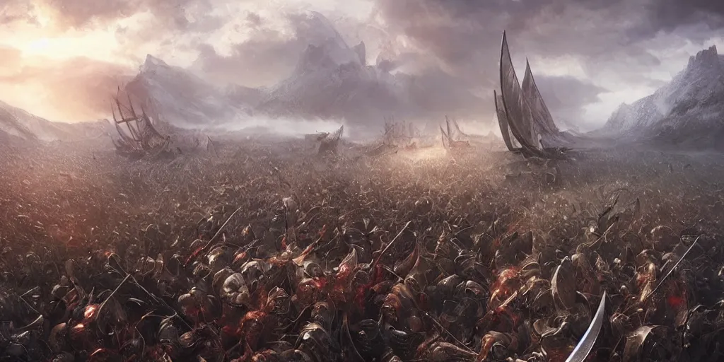 Prompt: an epic viking battle scene, by WLOP, realistic, detailed, epic scenery, blood