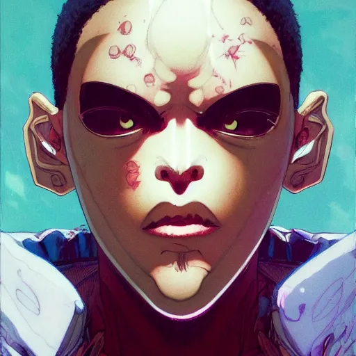 Image similar to prompt : blade character portrait soft light painted by james jean and katsuhiro otomo and erik jones, inspired by evangeleon anime, smooth face feature, intricate oil painting, high detail illustration, sharp high detail, manga and anime 1 9 9 9