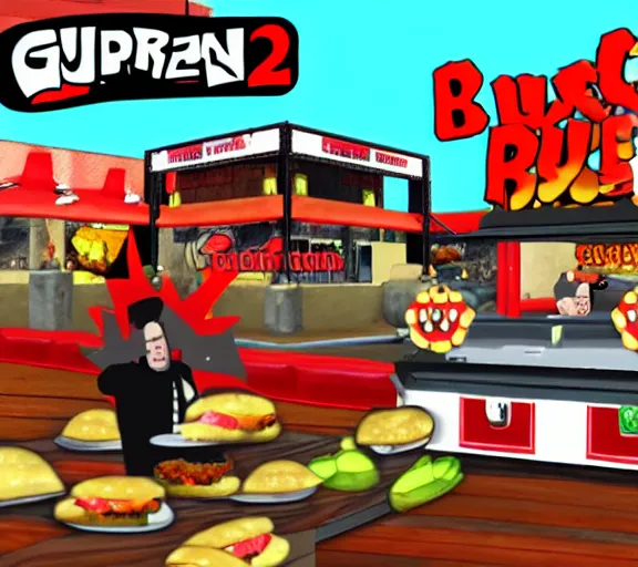 Image similar to screencap of guy fieri ps 2 burger eating minigame, ign screenshot, poor graphics, game ui, hq image