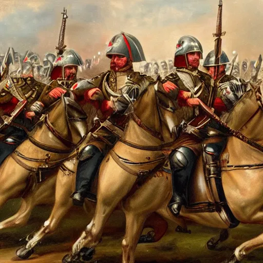 Prompt: found footage of general boris johnson leading his men into battle, glorified image, 8k, oil painting, boris johnson