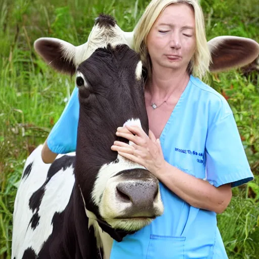 Image similar to nursing human mother cow